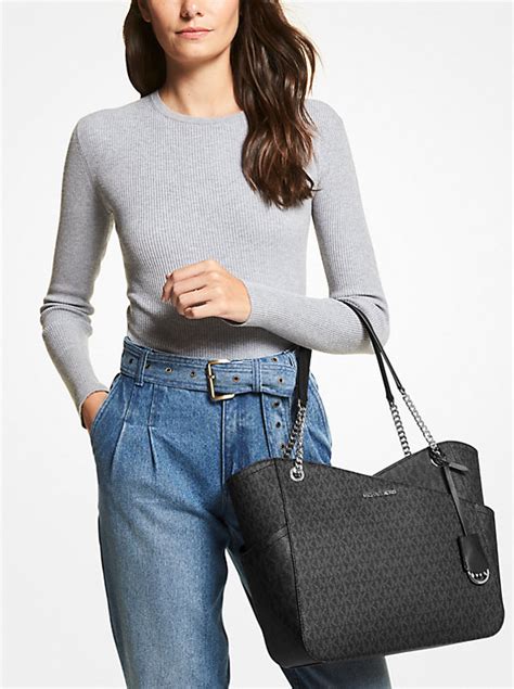 michael kors jet set large studded shoulder leather ballet|Michael Kors jet set shoulder bag.